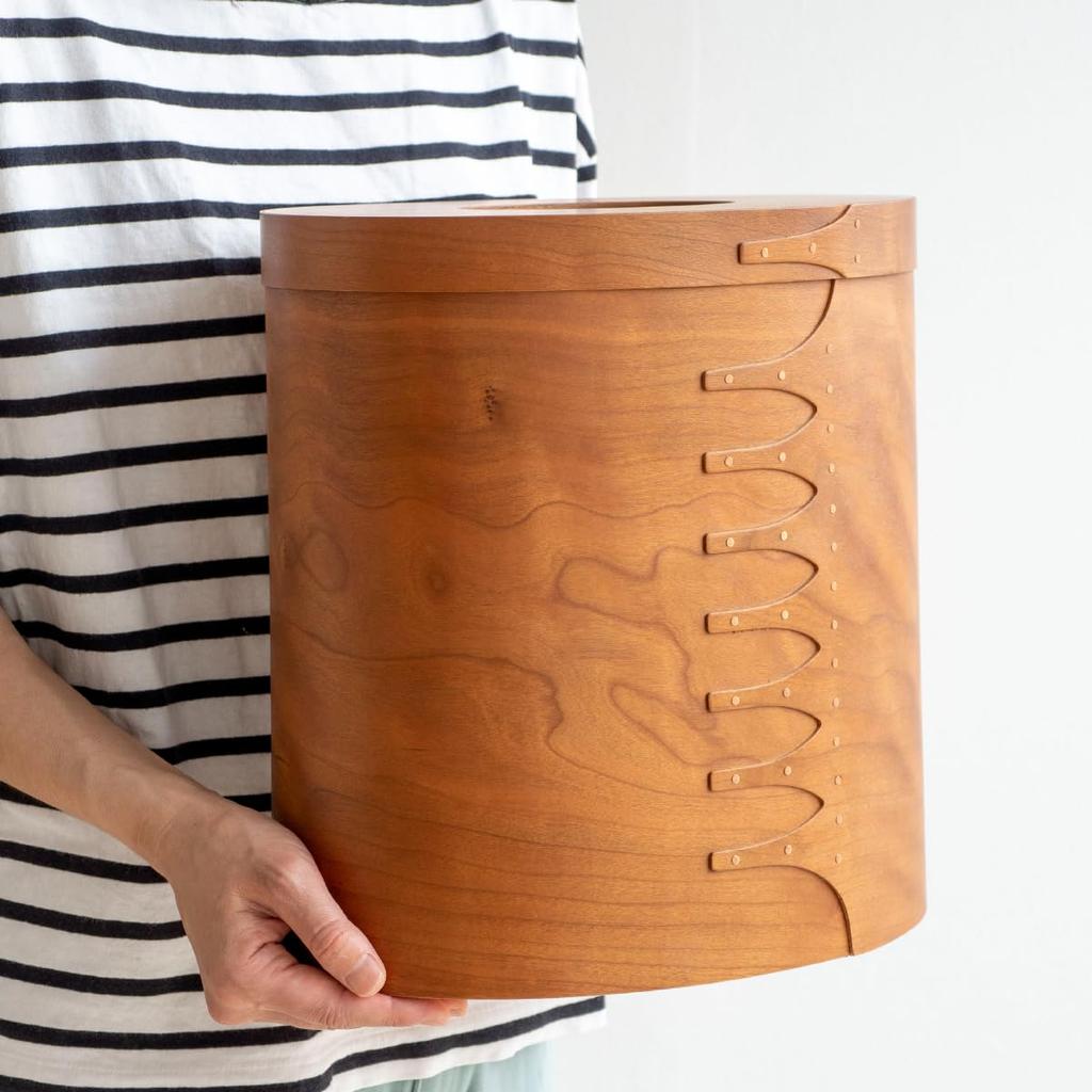 AXCIS Shaker Shaker Trash Can with Natural Wood Storage Handmade Dustbin, Box, Lid, Box,
