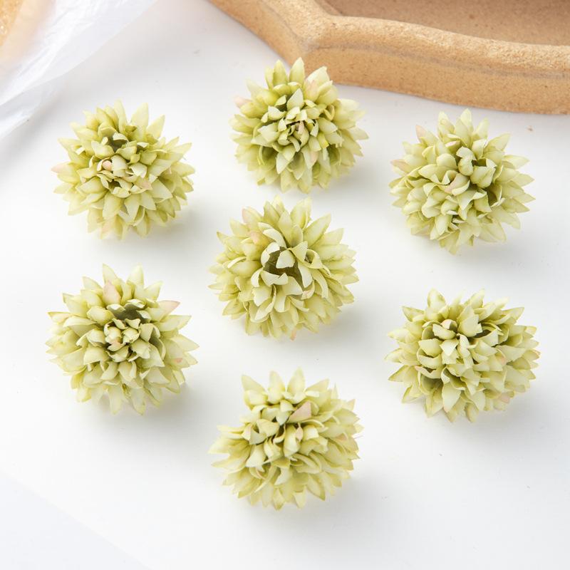 10PCS Artificial Chrysanthemum Pompom Flowers Realistic Faux Silk Floral Bouquet for DIY Hair Clips Shoes and Straw Hat Decor