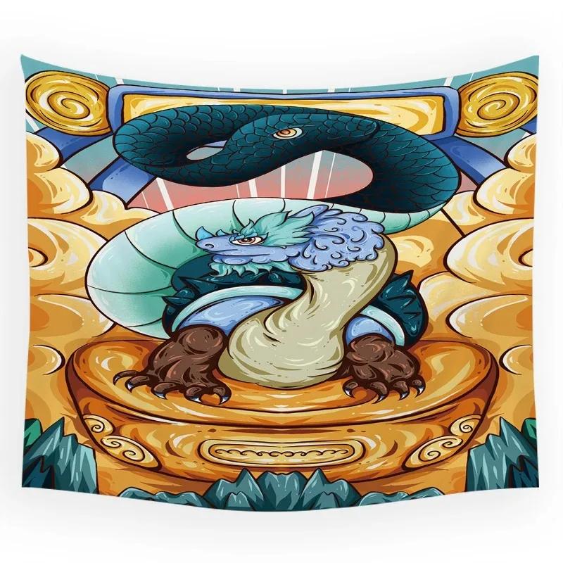 Çin Tarzı Uçan Ejderha Asılı Kumaş Ofis Oturma Odası Duvar Halısı Ev Duvar Dekorasyonu Duvar Halısı