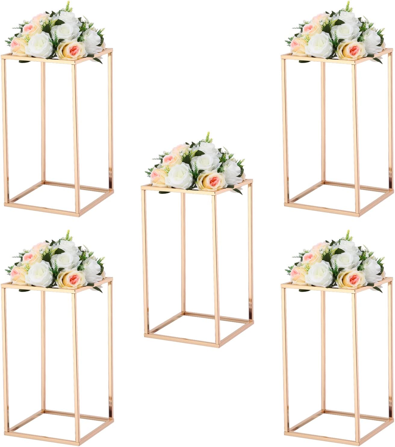 

23.6inches Tall Gold Wedding Flower Vase,5pcs Flower Stand Centerpieces for Party Table Decoration