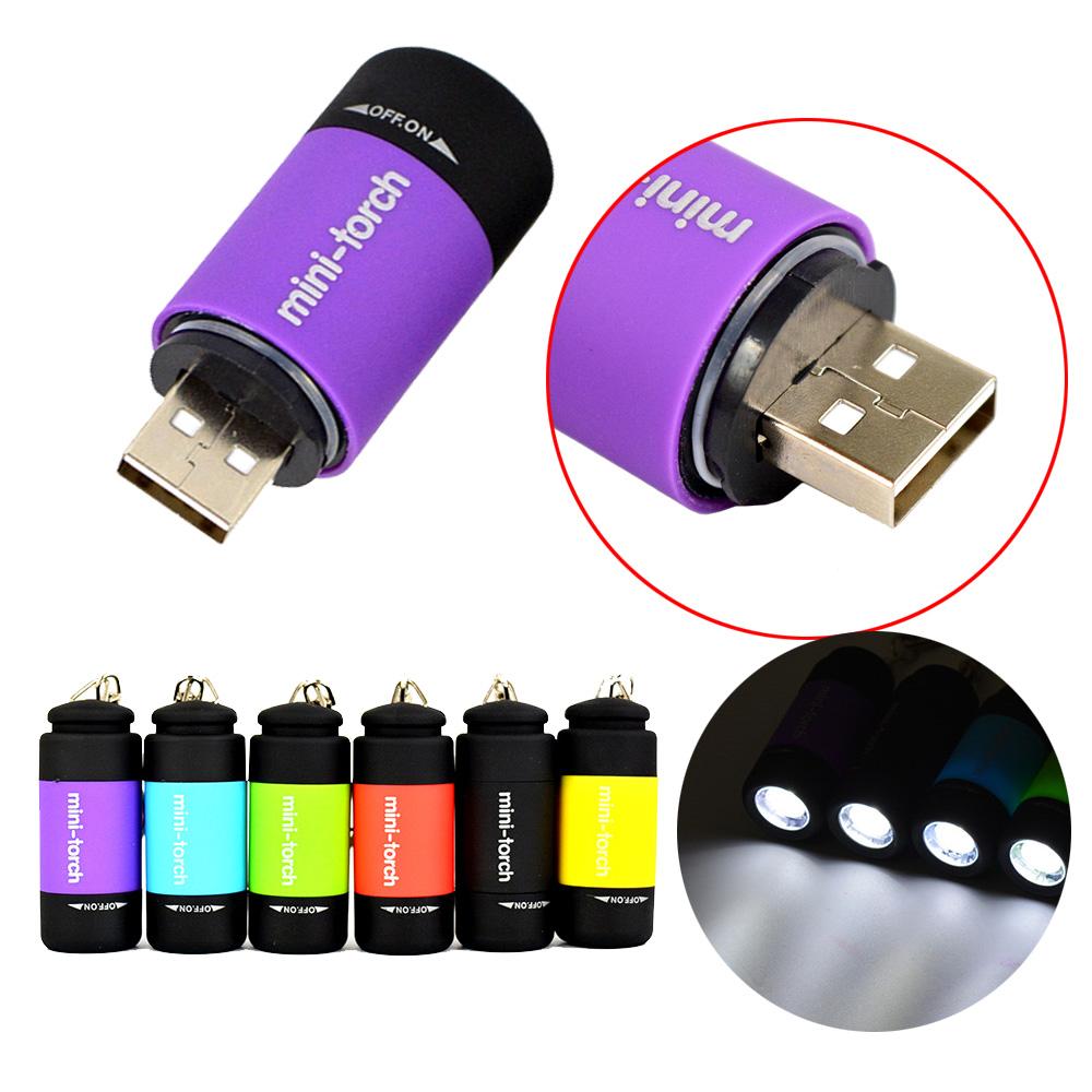 100% Brand New And High Quality 0.5W Mini USB Rechargeable LED Torch Lamp Flashlight Keychain Keyring Waterproof Mini Torch