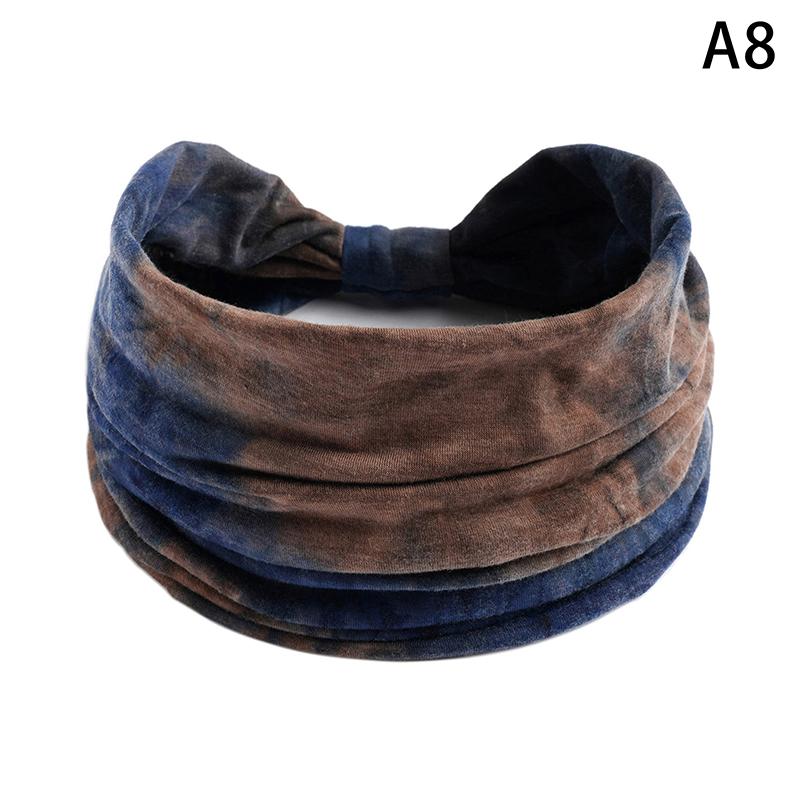 Tie-Dye Boho Knot Turbans Yoga Elastic Head Wrap Women Headband Wide Hairbands Headwear Bandanas  Hair Band Accessories