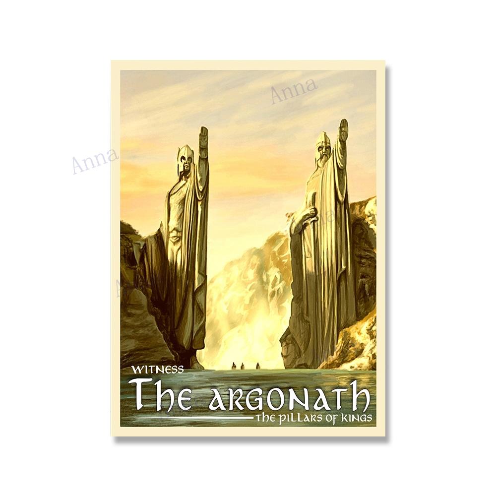 Canvas Painting Nordic Vintage Travel Poster and Prints Tolkien Middle Earth Landscape LOTR Art Wall Pictures Living Room Decor No Frame