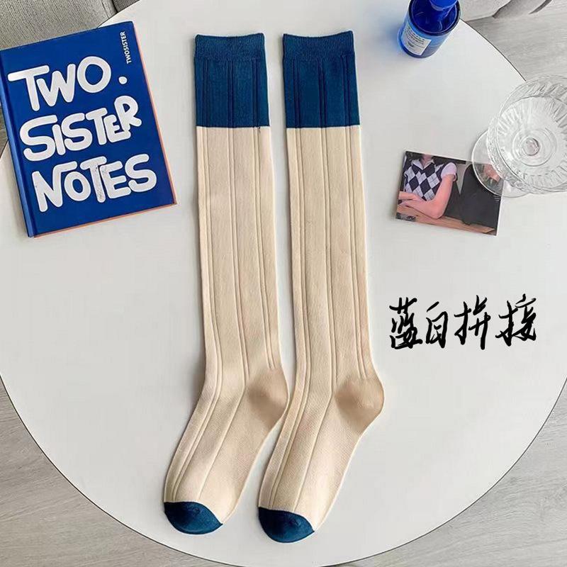 Women Stockings Knee High Colorful Stripe Long Socks Thin Summer For Lady Girls Student Socks School Party Comfortable Knee Sock