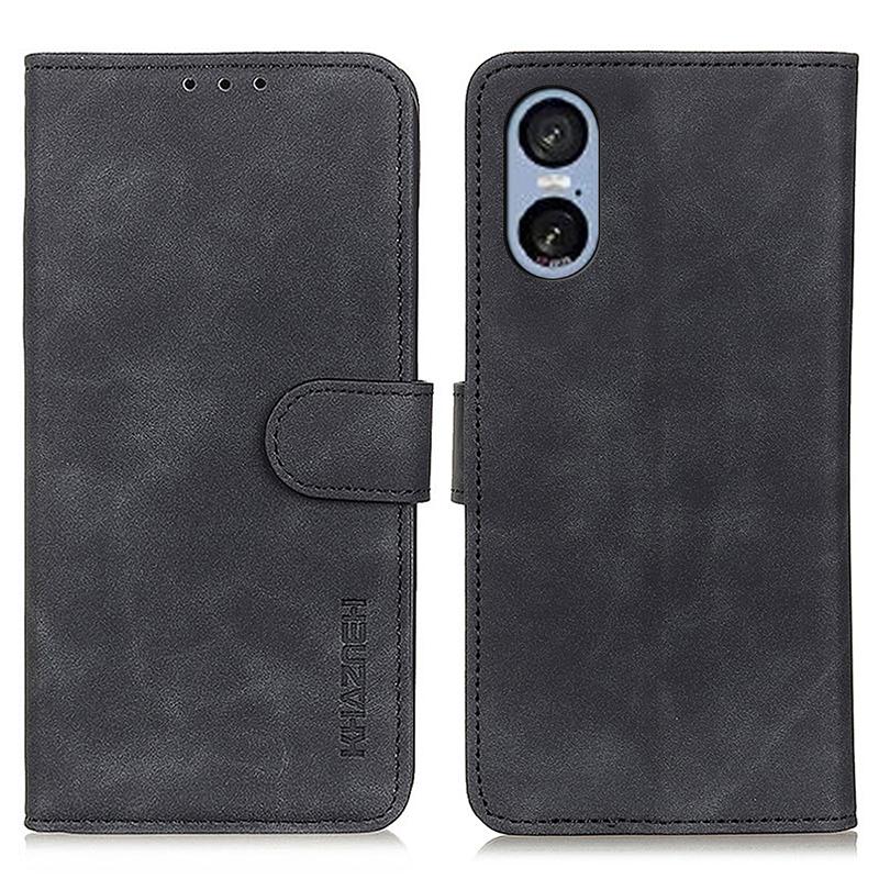 

For Sony Xperia 5 VI Case Retro PU Leather Wallet Stand Phone Cover Black