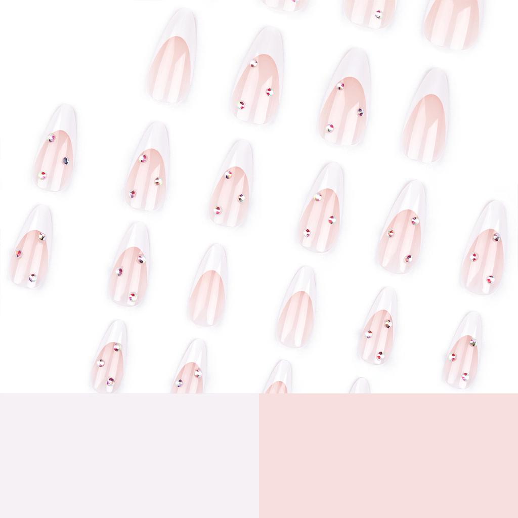 Gentle Pink Almond Fake Nails Long Lasting Safe Material Waterproof False Nails for Shopping Traveling Dating
