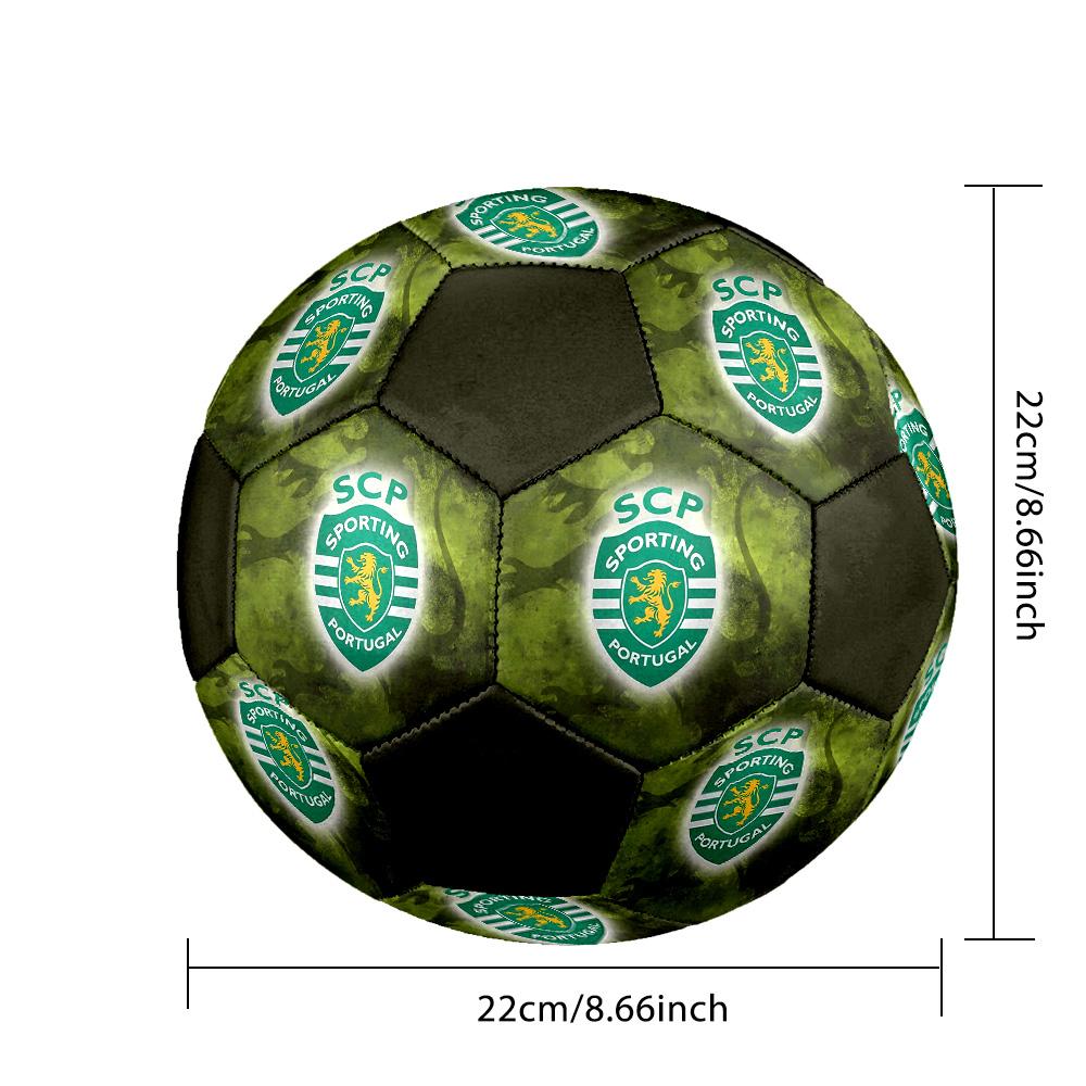 Pallone Calcio a 5 Sporting FC Colorato Per Tutte le Età Misura 5 Cucito a Macchina PVC Pronto per la Competizione Resistente Alta Rimbalzabilità