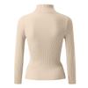 Women's Fashion High Neck Slim T-Shirt Long Sleeve Pullover Solid Colour Top