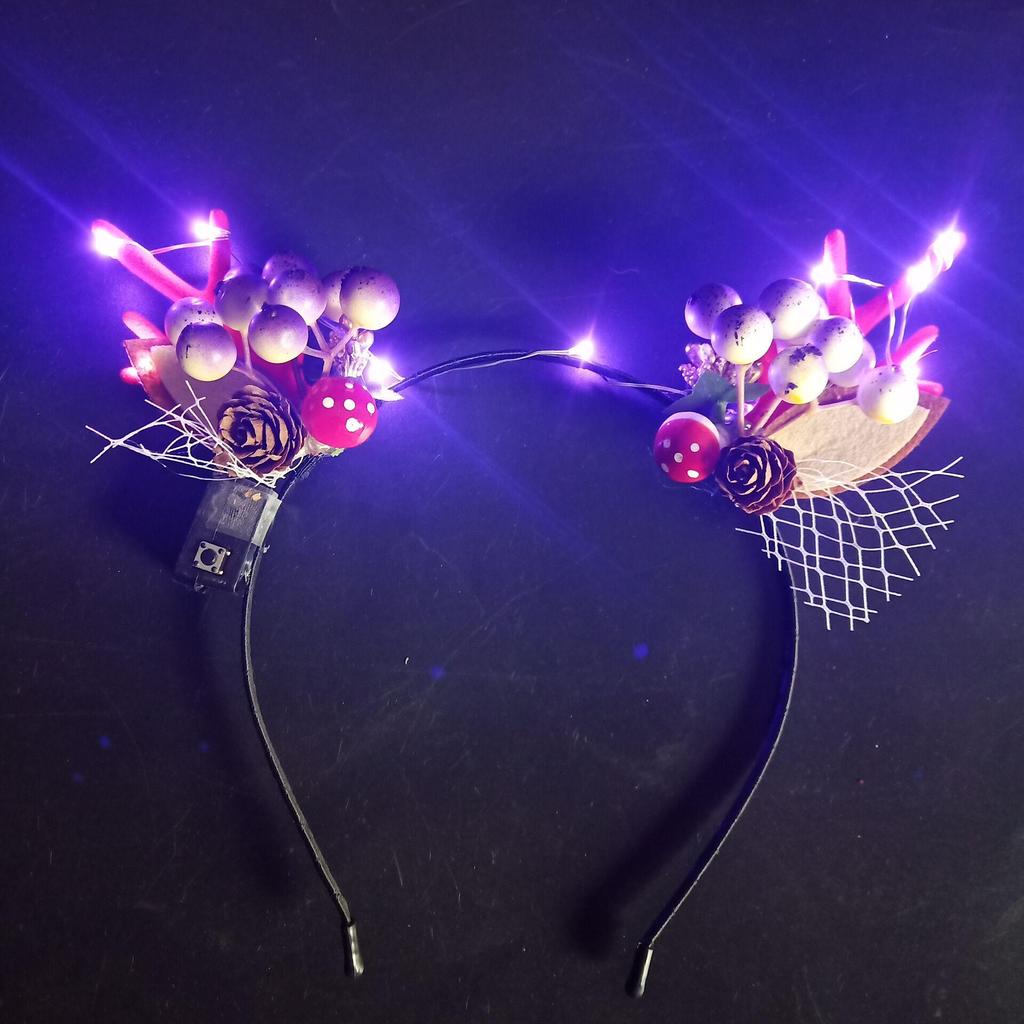 Glowing Reindeer Berry Antler Headband for Christmas & Halloween Parties