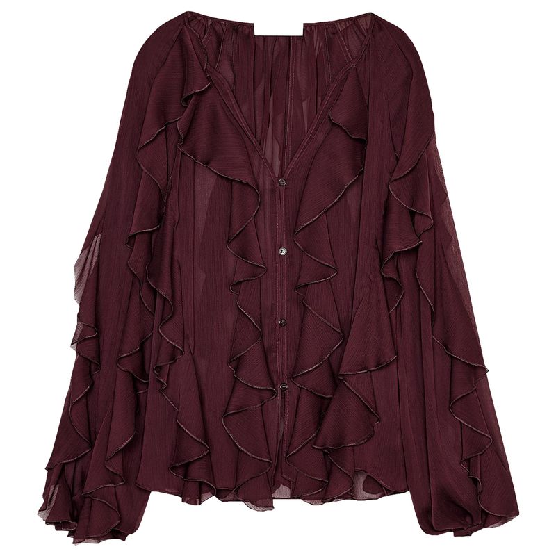 Zaprha 2025 New Arrival Loose Laminated Decoration Fashion V-neck Long Sleeve Shirt Female Loose Feeling 4786063