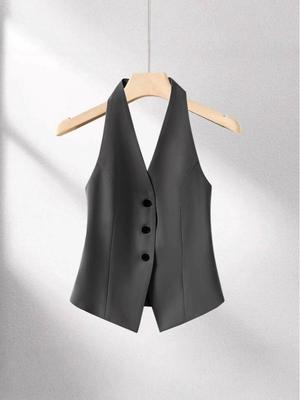 Women's Halter Neck Sleeveless Vest Cardigan - Spring 2025 New Arrival
