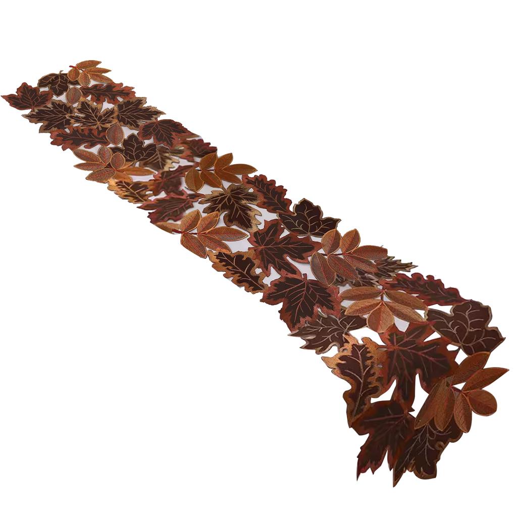 1 Pack Autumn Maple Leaf Embroidered Table Runner Fall Embroidered Maple Leaves Placemats for Fall Autumn Harvest Thanksgiving