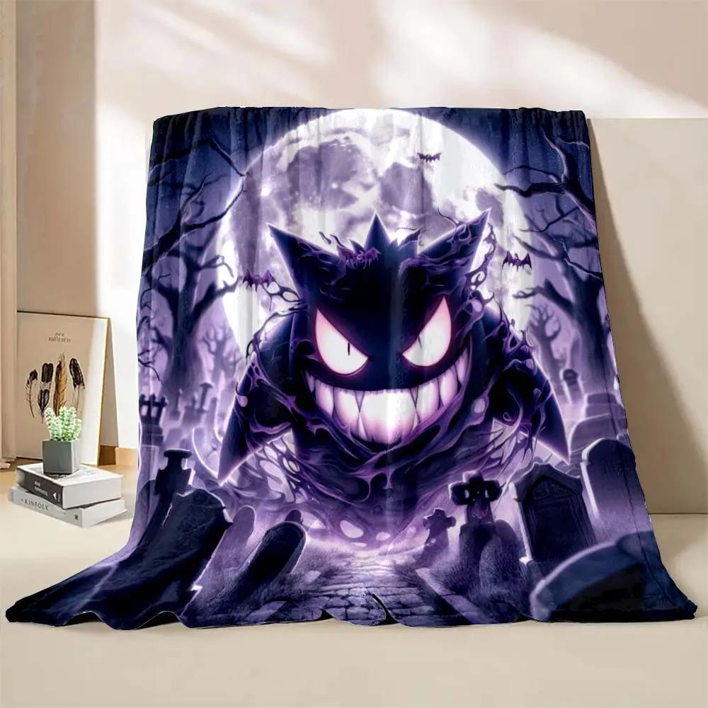 Halloween Gengar Printed Blanket Children Adult Blanket Soft and Warm Bedding for Bed Sofa Outdoor Travel Cover Blanket