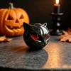 Mysterious Obsidian Style Ornament Spherical Black Cat Head Ornament, Resin Gothic Sculpture with Colorful Lover Gift Eyes for Halloween