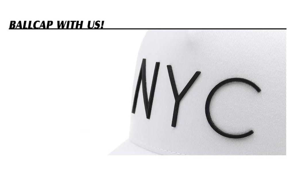 Korean Fashion NYC Baseball Hat Casual UV Protection Cap Baseball Cap Unisex with Tag Large [Noname] K-POP [Free Size] [Adjustable] (White - Size)