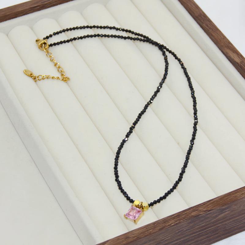 Korean Retro Black Crystal Freshwater Pearl Choker Necklace for Women