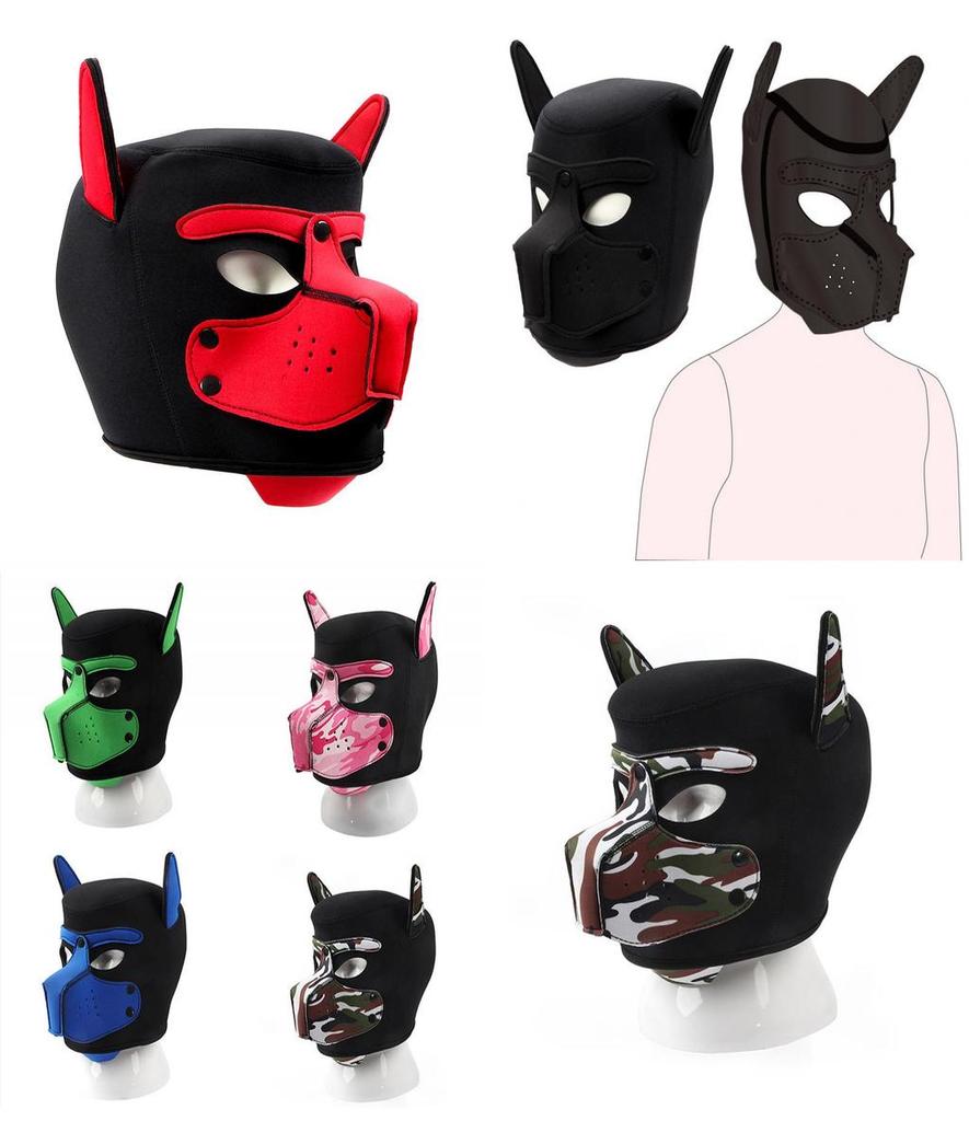 Máscara de Cabeza de Perro Única para Placer Adulto Disfraz Para Juego de Rol Íntimo Con Cómodo Material de Neopreno