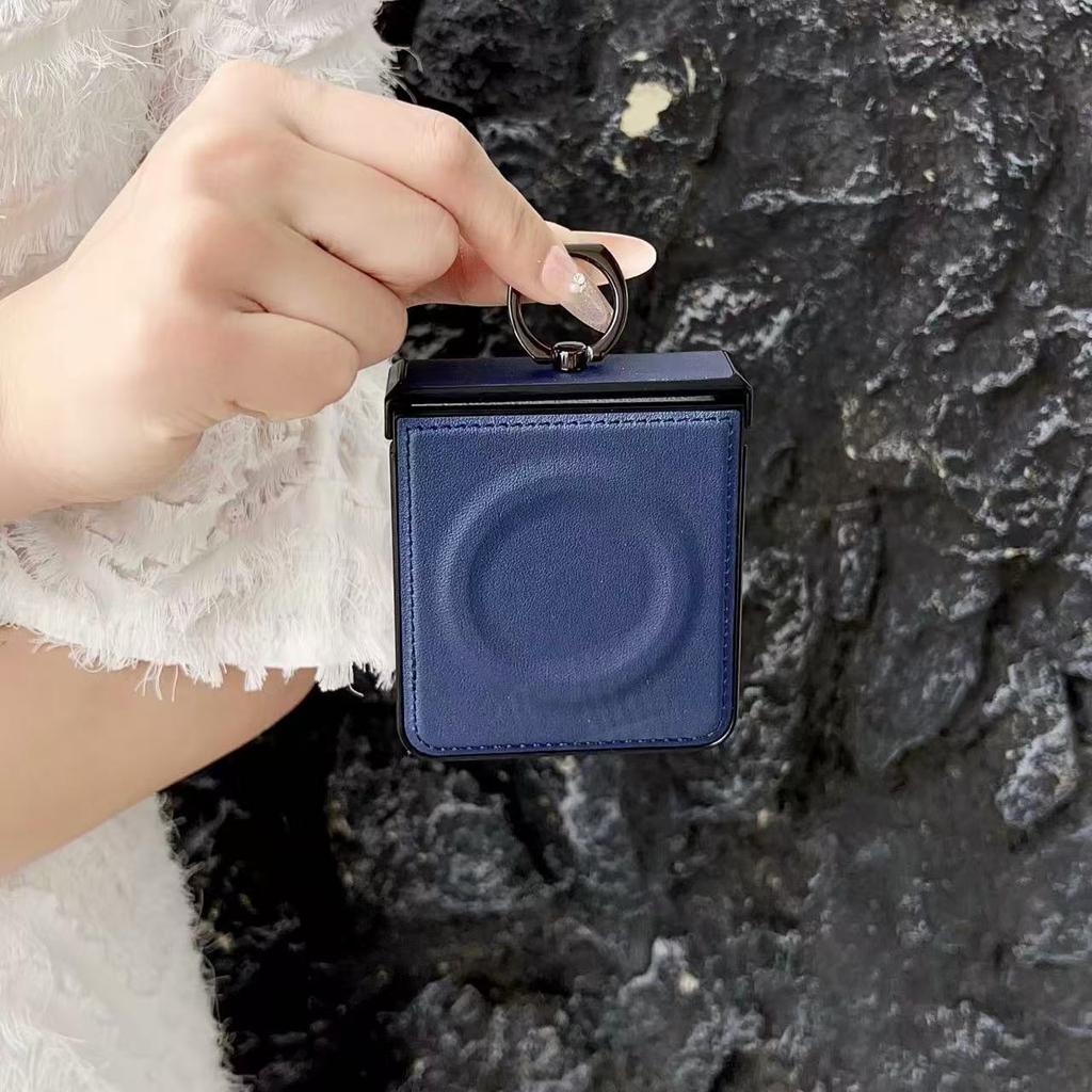 Skórzany etui typu ring do Samsung Galaxy Z Flip 7 6 5 Fold biznesowe Modne z obsługą ładowania bezprzewodowego Magsafe Pokrowiec ochronny