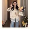 Stylish Women's Chinese-Style Vest & Lace V-Neck Long Sleeve Blouse Set