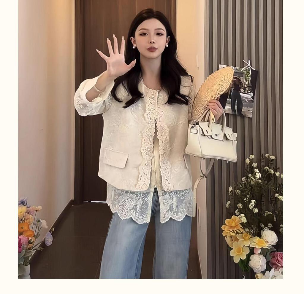 Stylish Women's Chinese-Style Vest & Lace V-Neck Long Sleeve Blouse Set