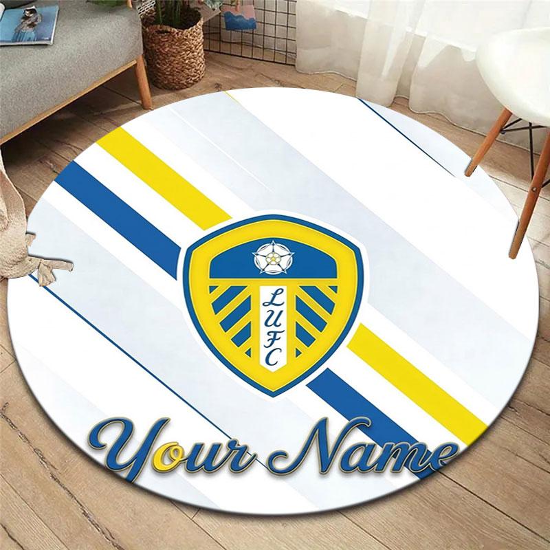 Leeds United Custom Name Round Area Rug,Carpet Rug for Living Room Bedroom Sofa Playroom Decor,Non-slip Floor Mat