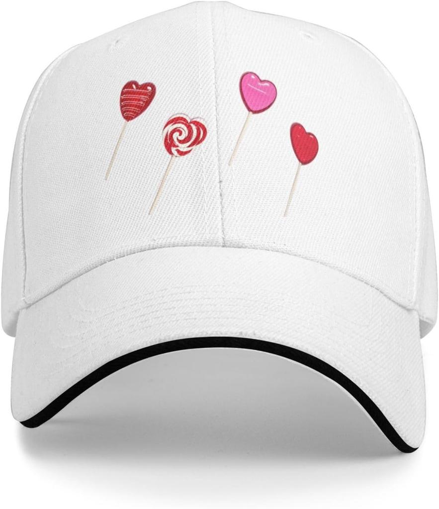 Herz-Lutscher-Druck Baseballkappe Lässig Polyester Sonnenschutz Outdoor Verstellbar Baseballmütze