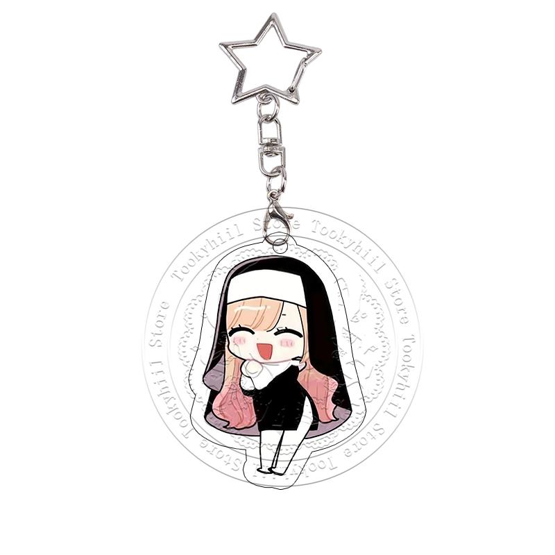 My Dress-Up Darling Acrylic Keychain Cos Props Chibi Cute Anime Charms Marin Kitagawa Keyring Bag Pendant Decoration Cartoon