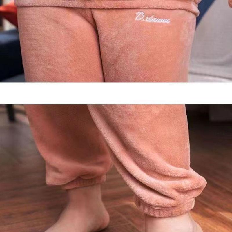 Autumn and Winter Women's Plus Size Loungewear Thick Warm Coral Fleece Pajama Set