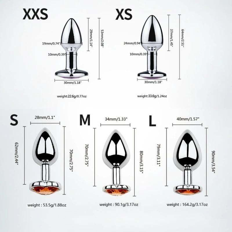 XXS-L Analplug Herz Edelstahl Kristall Analplug Abnehmbarer Buttplug Stimulator Analsexspielzeug Prostata-Massagegerät Dildos