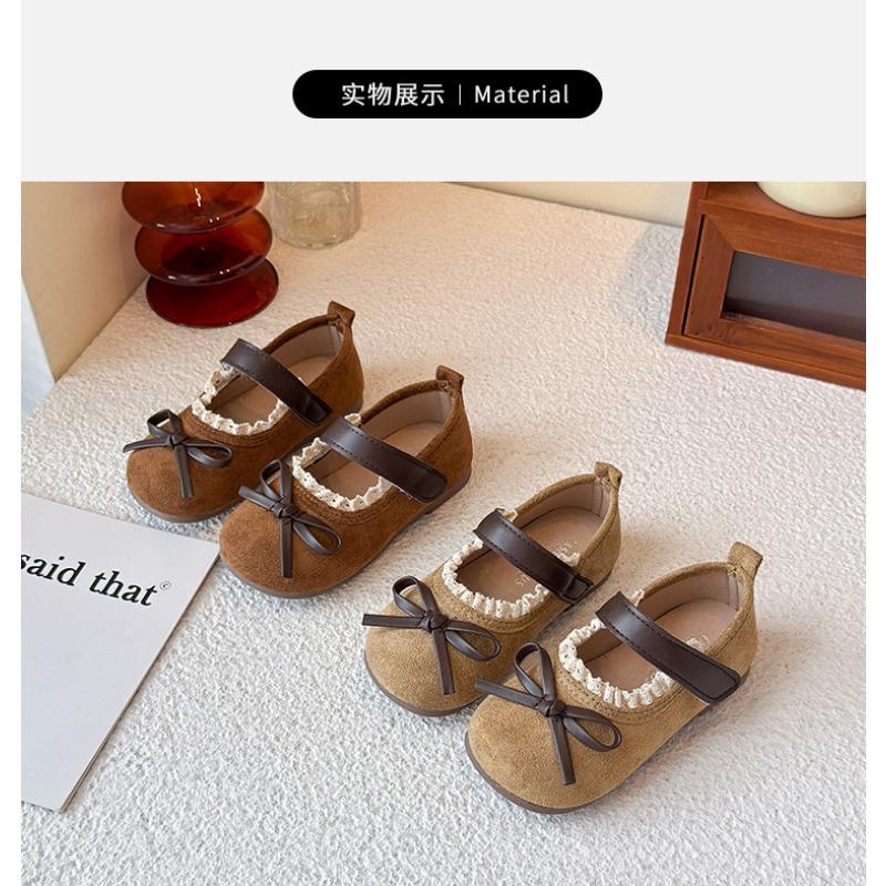 Girls Bowknot Lace Shallow Mouth Soft Sole Princess Leather Kids Shoes