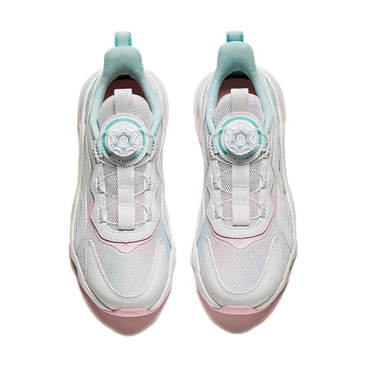 Anta Kids Synthetic Leather Fabric Comfortable Non-Slip Durable Low-Top Running Shoes Kids Running Shoes White Blue Pink A22435523-1