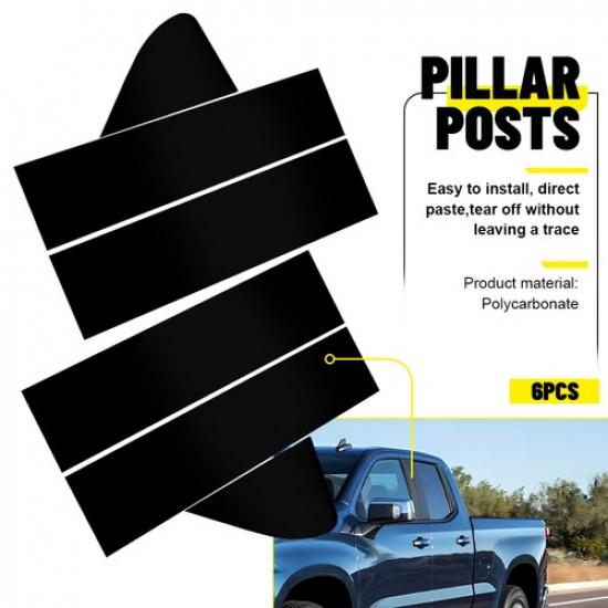 6X Black Pillar Posts For CHEVROLET Silverado 1500 2019-2022 Door Window Cover A