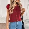 Ladies Spring and Summer New Knitwear Round Neck Sleeveless Red Jumper Cardigan