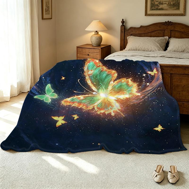 Non-Pilling Butterfly Flannel Throw Blanket Soft Warm Cozy for Home Sofa Napping, All Seasons, Halloween & Christmas Gifts