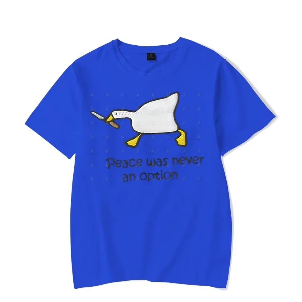 Peace Was Never An Option Print T Shirts for Men Clothes Goose Cartoon Women Men Clothing Short Sleeve Anime Unisex Tee Shirts