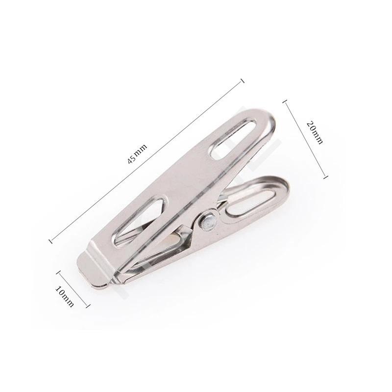 20 Pcs Stainless Steel Flat Mouth Clip of Multifunctional Clothes Clip Small Clothespin Powerful Windproof Clip