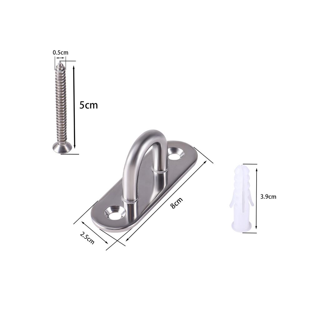 4pcs 304 Stainless Steel Ceiling Hooks Pad Eye Plate U Shape Loop Screws Mount Multifunctional Wall Mount Hook Loops