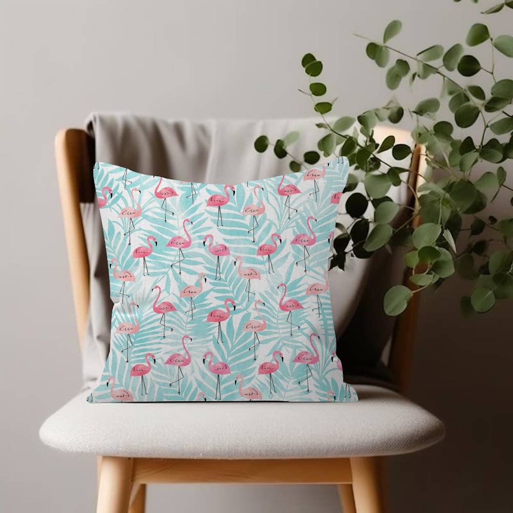 Leaf Flamingo Pillow Case Plush Fabric Soft Double Sided Print Sofa Cushion Cover Throw Pillow Covers
