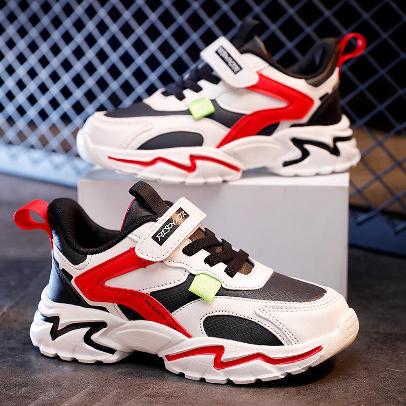 Boys' Shoes Spring and Autumn Breathable Mesh Shoes Winter Velvet Warm Children's Cotton Shoes Medium and Older Children's Sports Shoes Dad Shoes