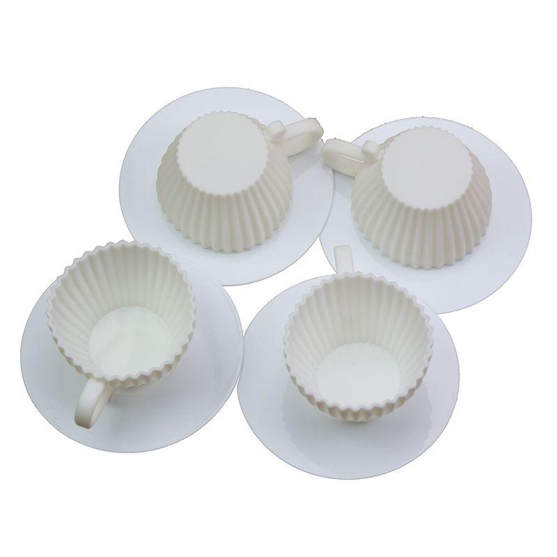 Cupcake 8pcsset Silicone Cups Muffin Baking Cake Tea Saucers Mold Teacup