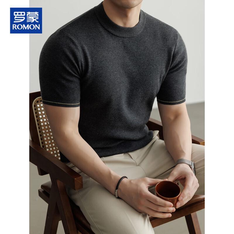ROMON Men's Wool & Silk Blend Short Sleeve Knit Shirt