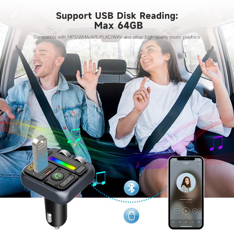 MT04A Transmițător FM Bluetooth 5.3 Adaptor Auto Încărcător Auto 42W PD30W Efect de Sunet HIFI Apel Wireless Hands-free USB Player Muzical MP3