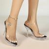 13CM Women Transparent High Heel Sandals, Thin Stiletto Platform Crystal Slippers, Sexy Nightclub Catwalk Shoes LFD-19876-1