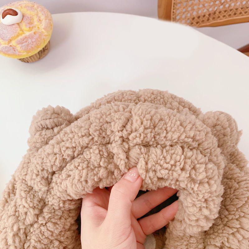 New Cute Bear Ear Hat Scarf Gloves Set Winter Women Beanies Caps Warm Casual Plush Hats Casual Solid Fleece Girl Kawaii Present
