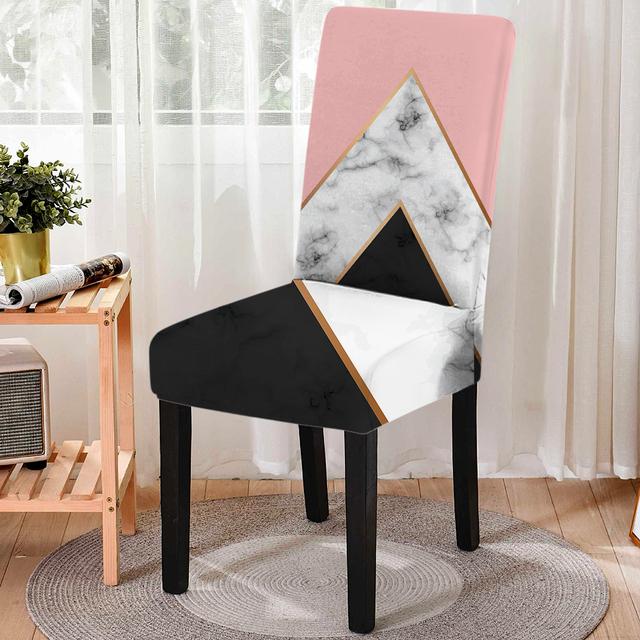 

Эластичный чехол для обеденного стула с геометрическим рисунком, эластичный чехол для стула из спандекса, лоскутное защитное покрытие для кухонных табуретов, украшение для дома и отеля Universal Size