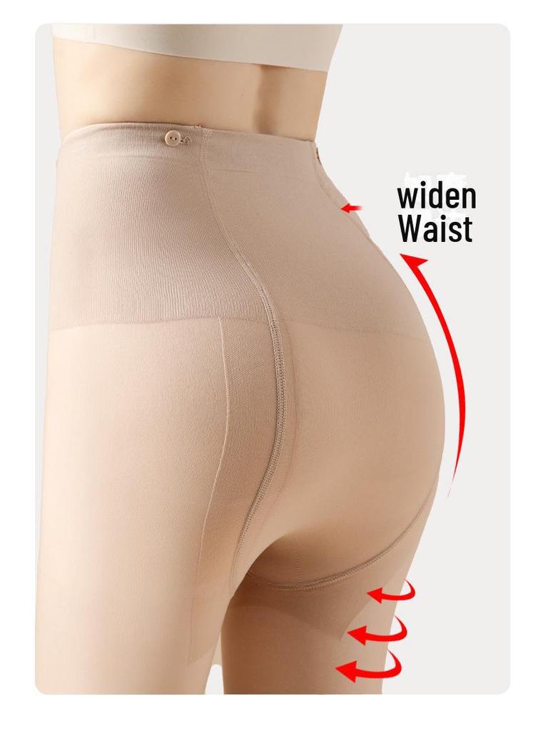 Women's Nude Double-Layer Button Pantyhose with Removable Velvet Lining - Thick Flesh-Colored Tights for Autumn and Winter