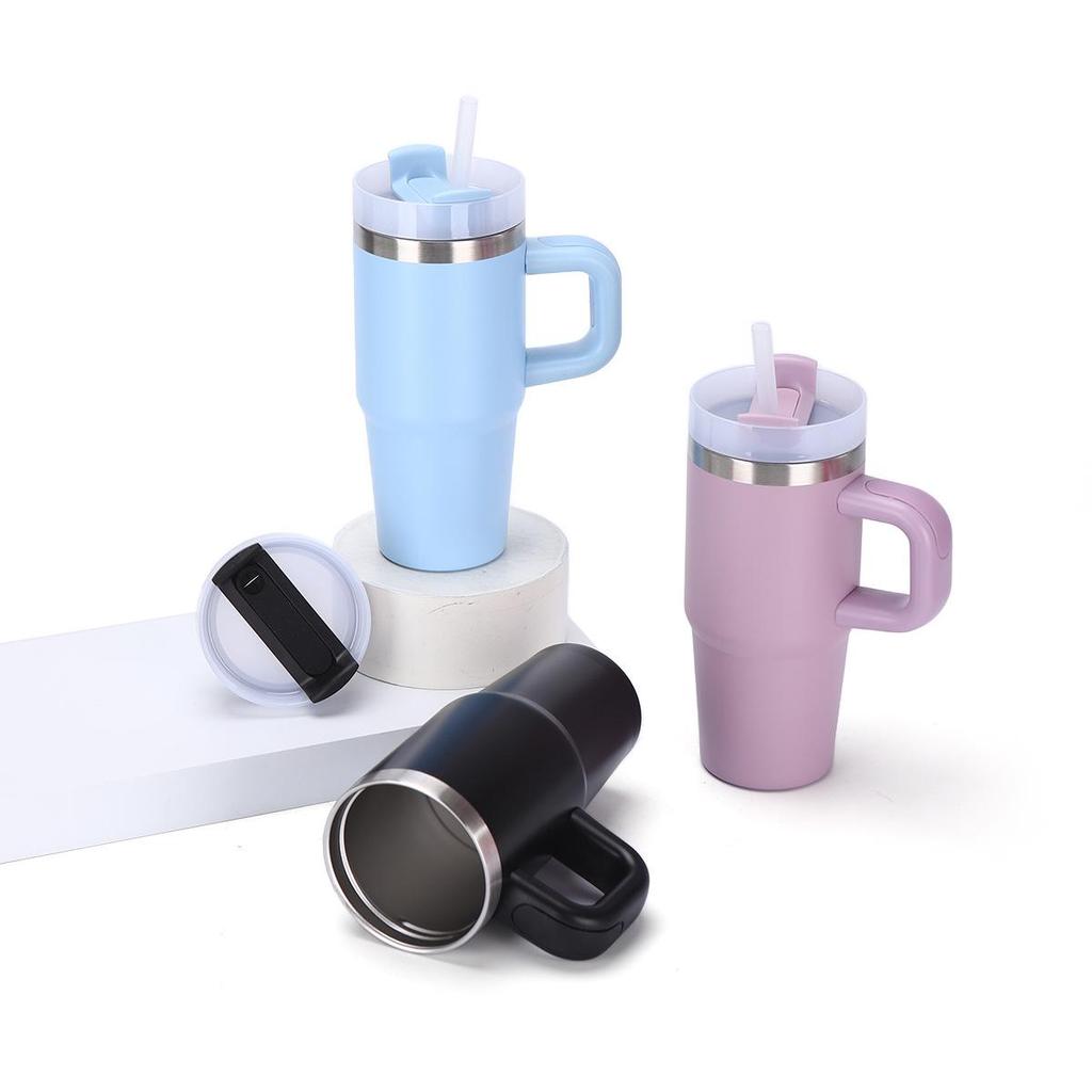 14oz Portable Multi-Color Children's Travel Cup with Handle and Straw