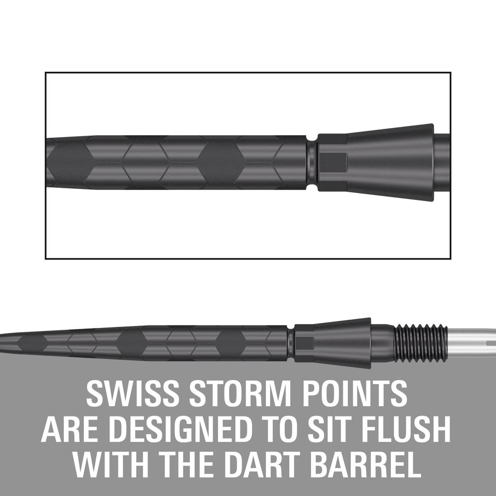 Target Darts Swiss Storm ONYX Dart Points of Replacement Steel Dart Points (Set 3) 26mm/30mm/35mm - Silver/Gold/Black (26mm, Black)