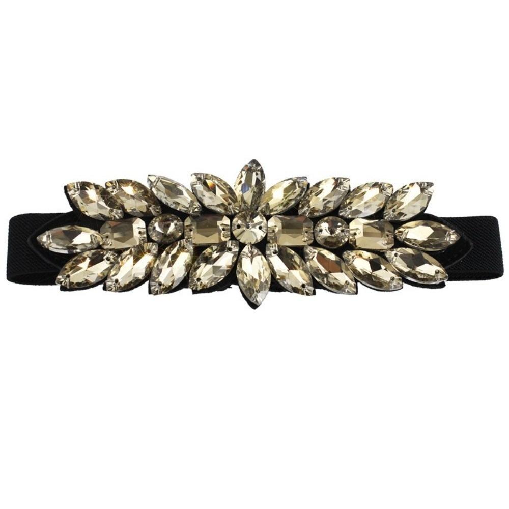 Large-Grain Crystal Stretch Waist Belt Rhinestone Waist Cincher Elastic Waist Belt  Wedding