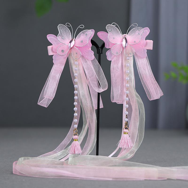 2024 Hanfu Headdress Hairpins: Women's & Children's Tassel Headflower Hair Accessories